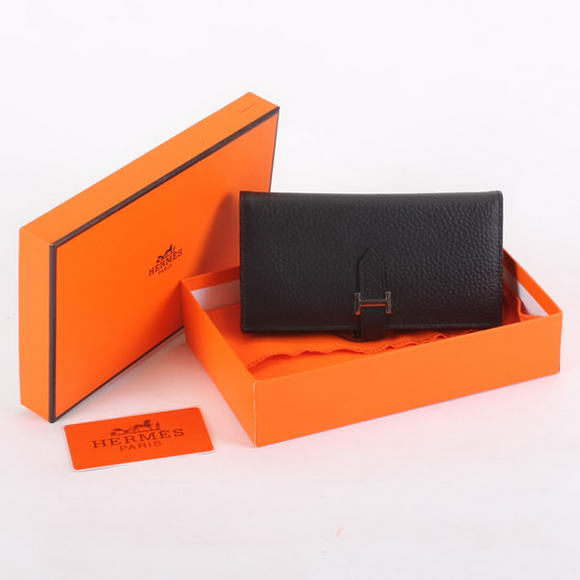 Cheap Fake Hermes Bearn Japonaise Bi-Fold A208 Black - Click Image to Close